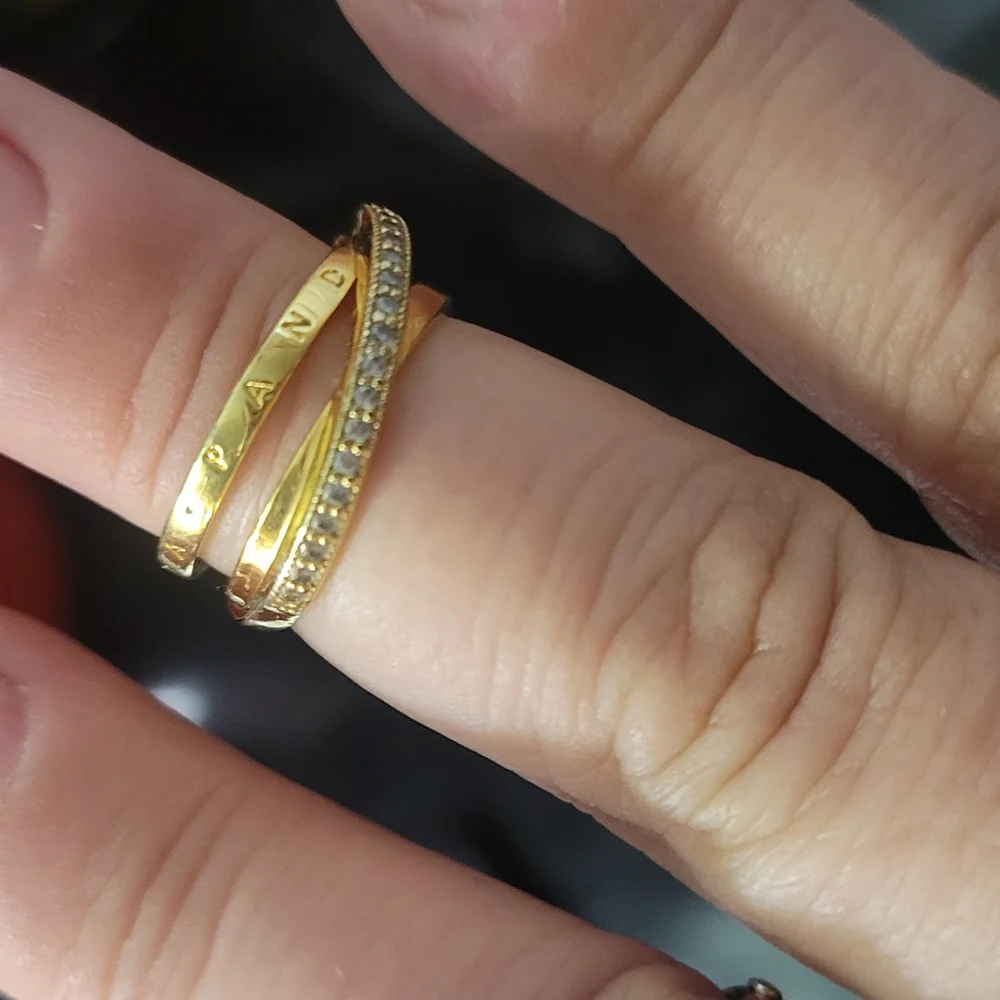 Pandora Crossover triple band pave ring. - Picture 1 of 5